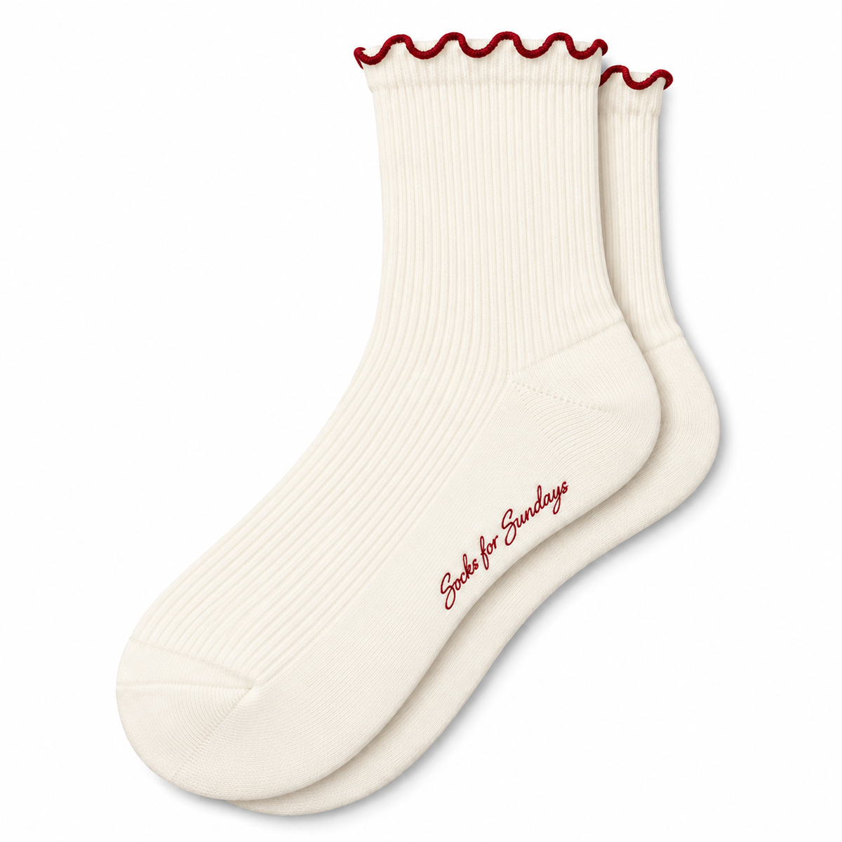 Women's Ribbed Ruffle Socks – Cream