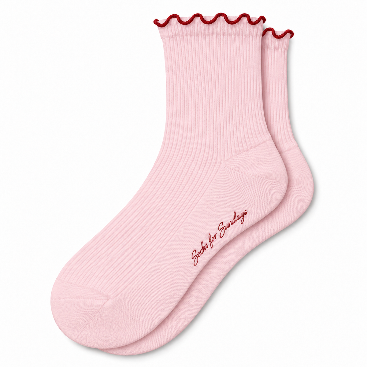Women's Ribbed Ruffle Socks – Pink