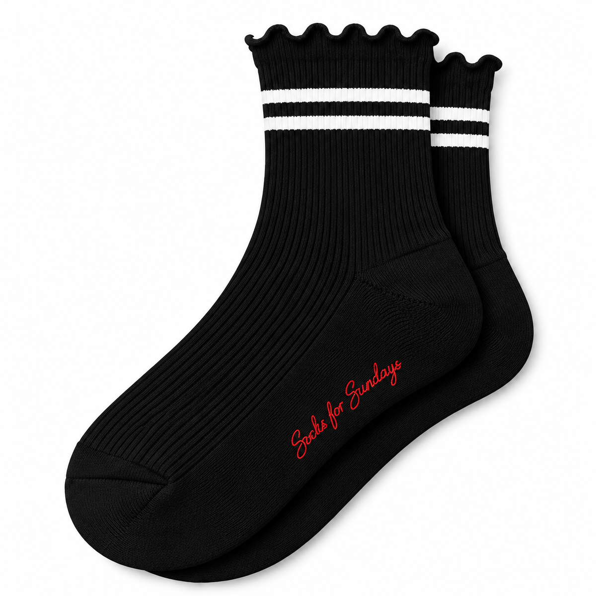 Women's Ribbed Striped Socks – Black