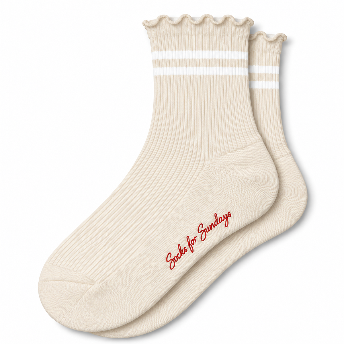 Women's Ribbed Striped Socks – Cream