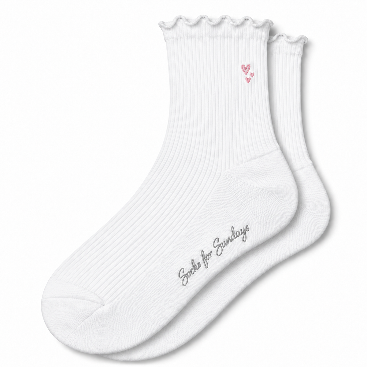 Women's Ribbed Pink Heart Socks