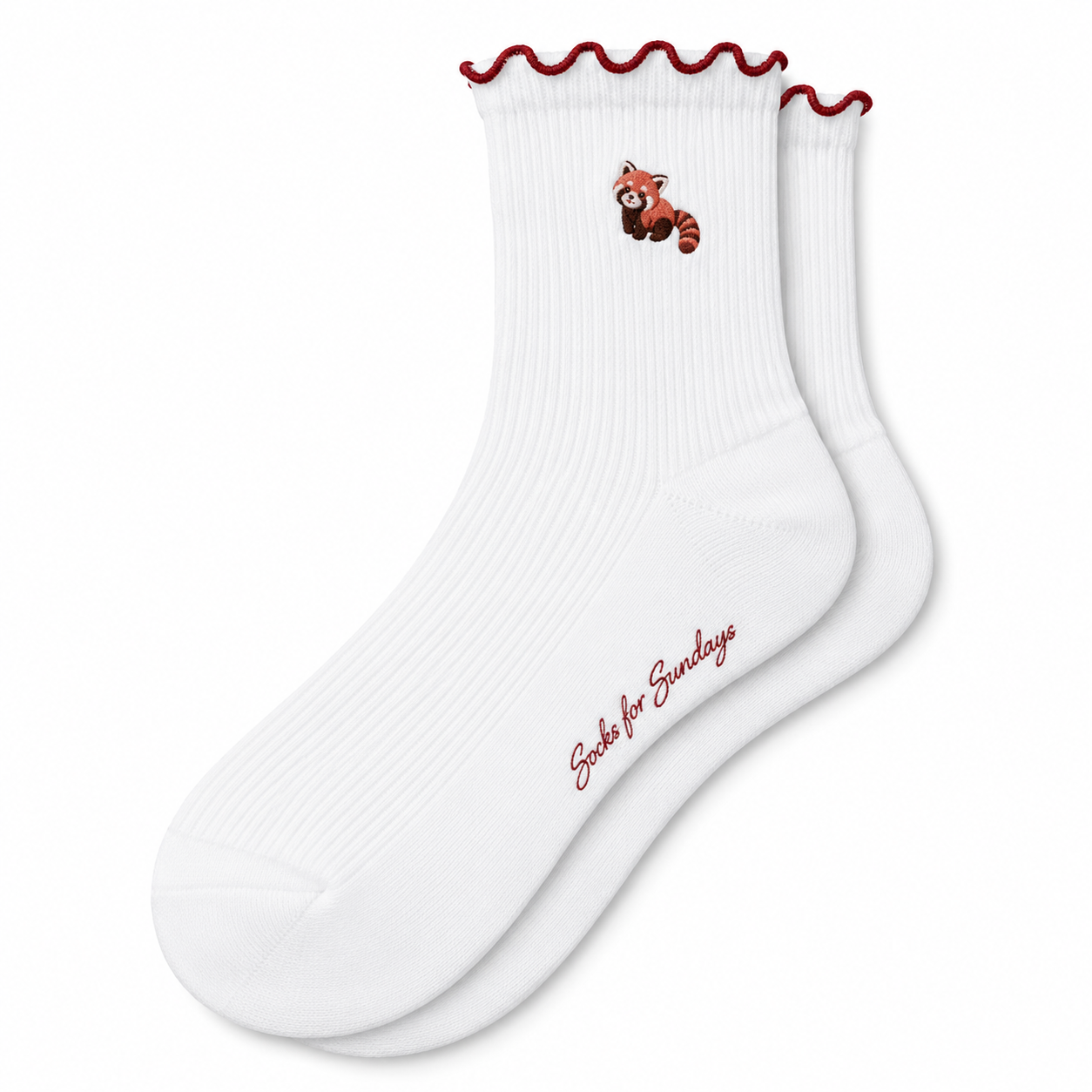 WhiteRibbedSockswithRedPandaEmbroidery.png